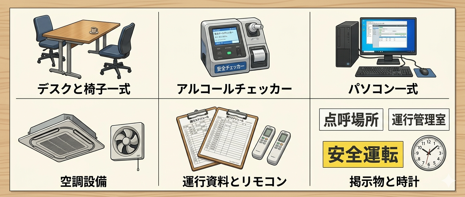 点呼場所に必要な設備